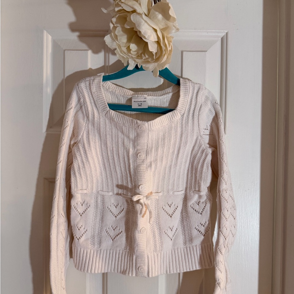 Abercrombie Cream Knit Button-Front Girls Sweater